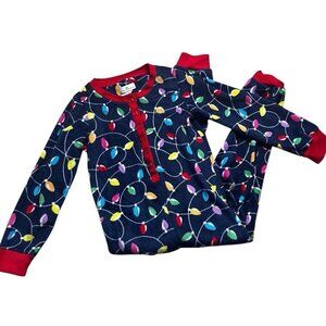 Karen Neuburger Kids Blue Christmas Lights Pajama Romper Size Medium